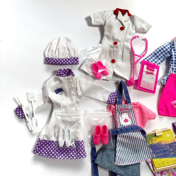 Vintage 90s Barbie Career Outfits Chef Doctor Professional Baker Artist - Picture 2 of 3